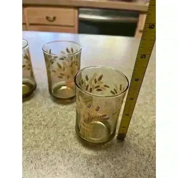 Vintage Libbey Franco Golden Wheat design juice glasses - Picture 3 of 3